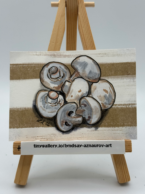 Mushrooms Original ACEO by Lyndsay Aznaurov aceo art card