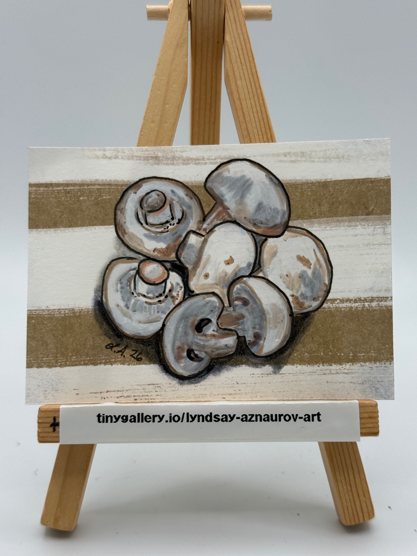 Mushrooms Original ACEO by Lyndsay Aznaurov aceo art card