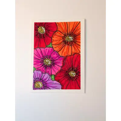 Bright Anemones aceo art card thumbnail 2