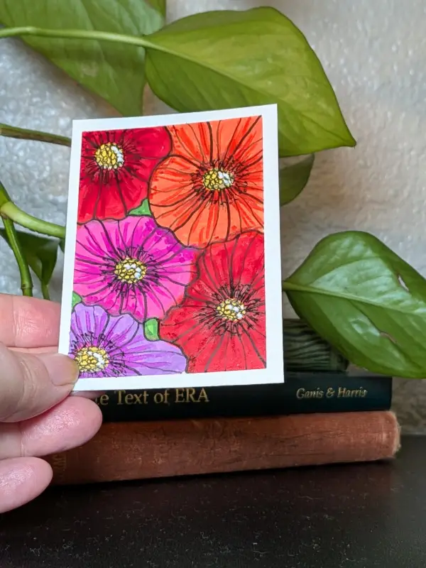 Bright Anemones aceo art card