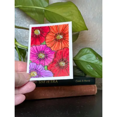 Bright Anemones aceo art card thumbnail 1