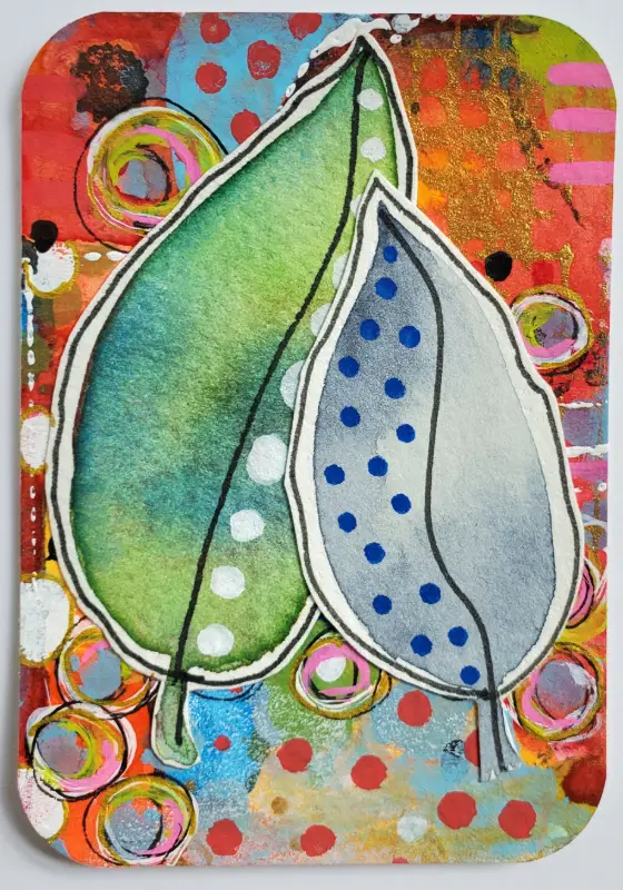 Happy Leaves aceo art card