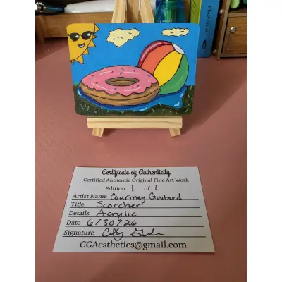 Scorcher (Donut Floats and Beach Balls) aceo art card thumbnail 2