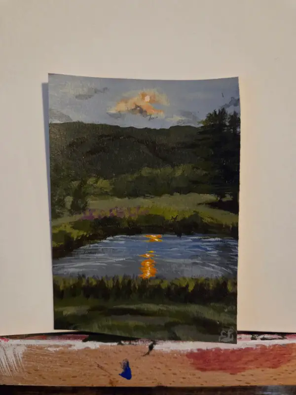 Pond View aceo art card