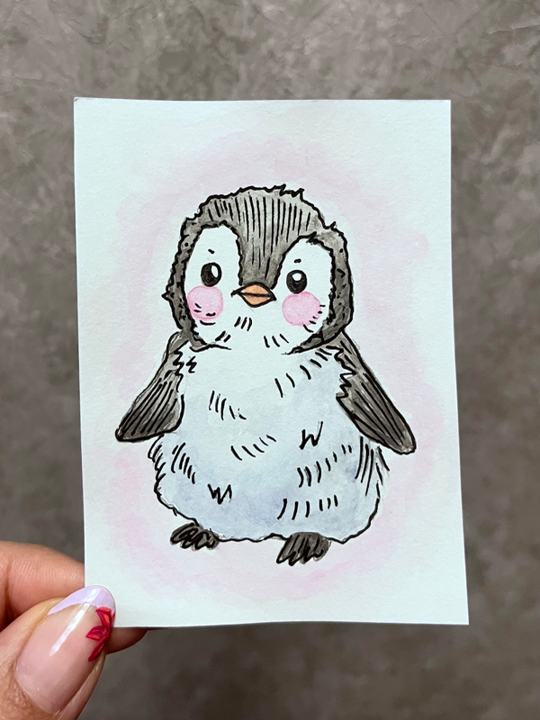 Baby Penguin! aceo art card