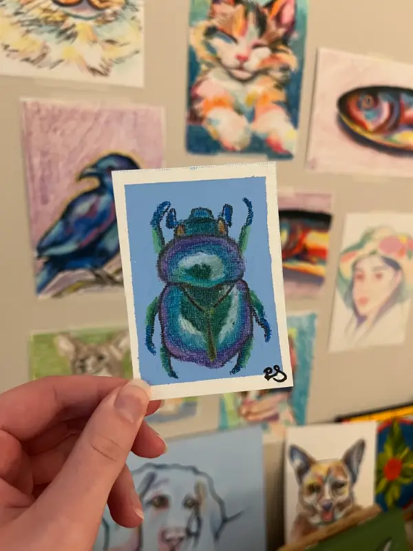 Jewel Beetle aceo art card