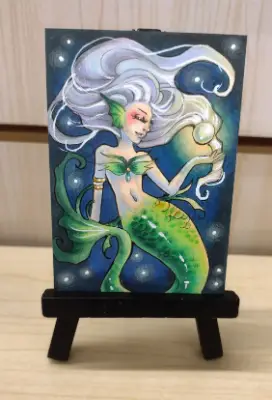 Pearl of the Deep aceo art card thumbnail 1