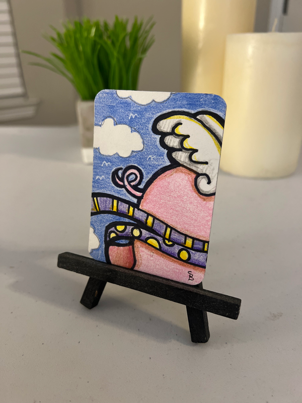 Pig tail aceo art card