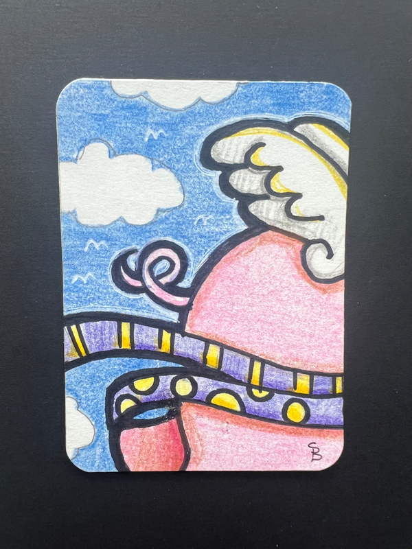 Pig tail aceo art card