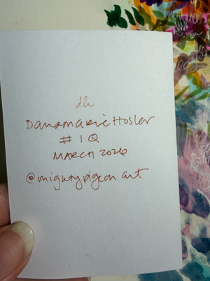 ACEO Original Acrylic Abstract Quilt Bird Duckling Painting ATC Collectable Heavy Paper  #1 Quilt aceo art card thumbnail 2