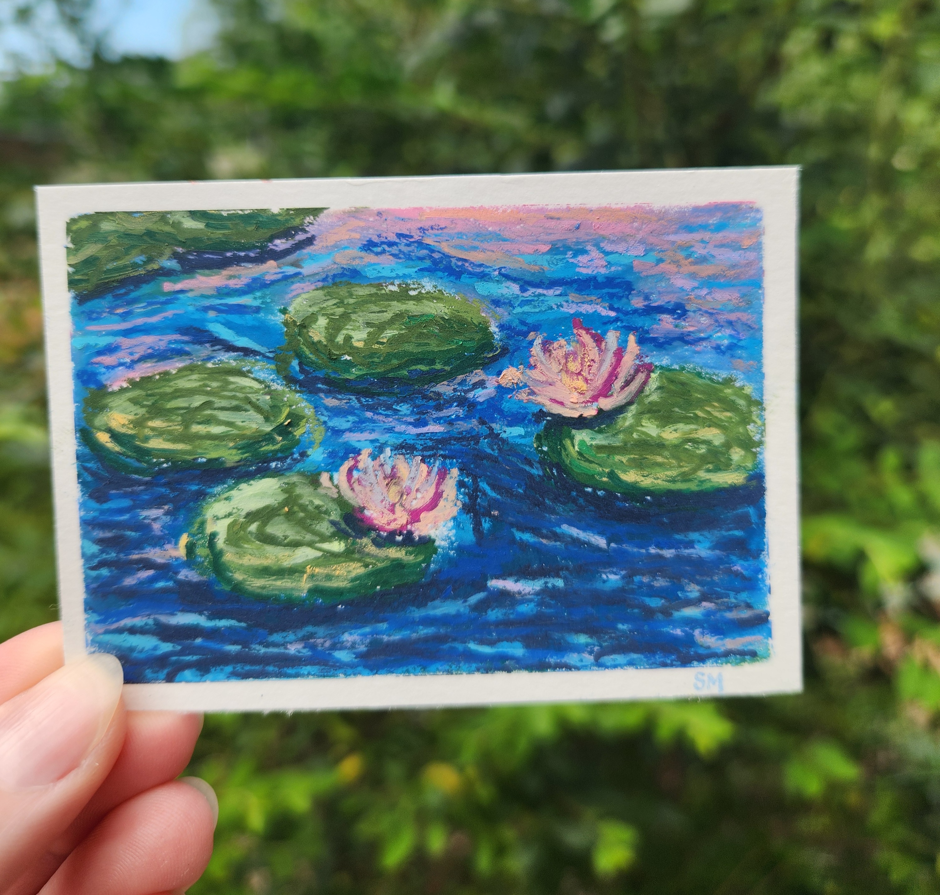 Four Lily Pads aceo art card