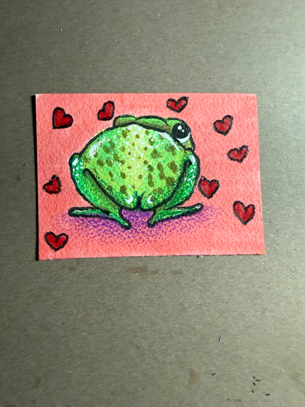 Frog Butt aceo art card