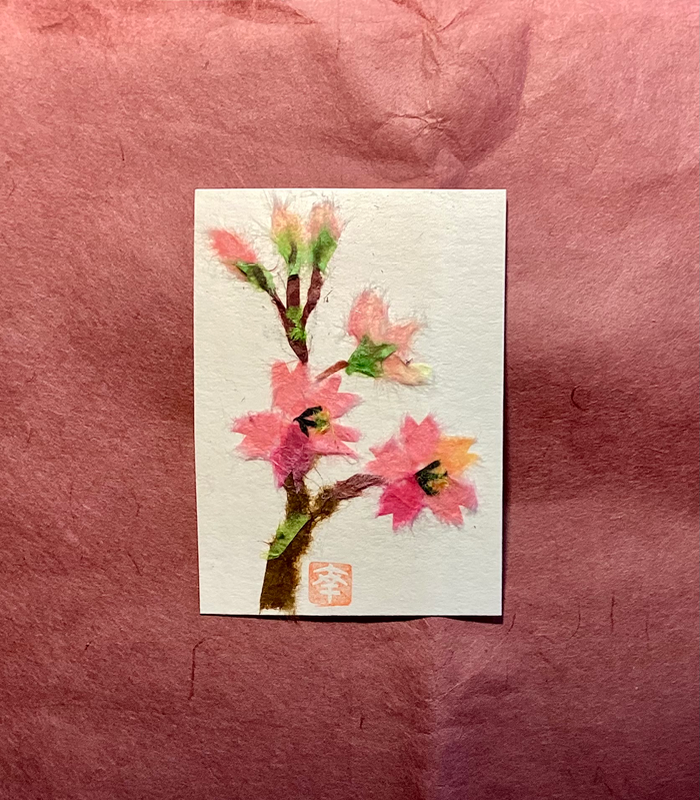 Japanese washi art - cherry blossoms #2 桜 aceo art card