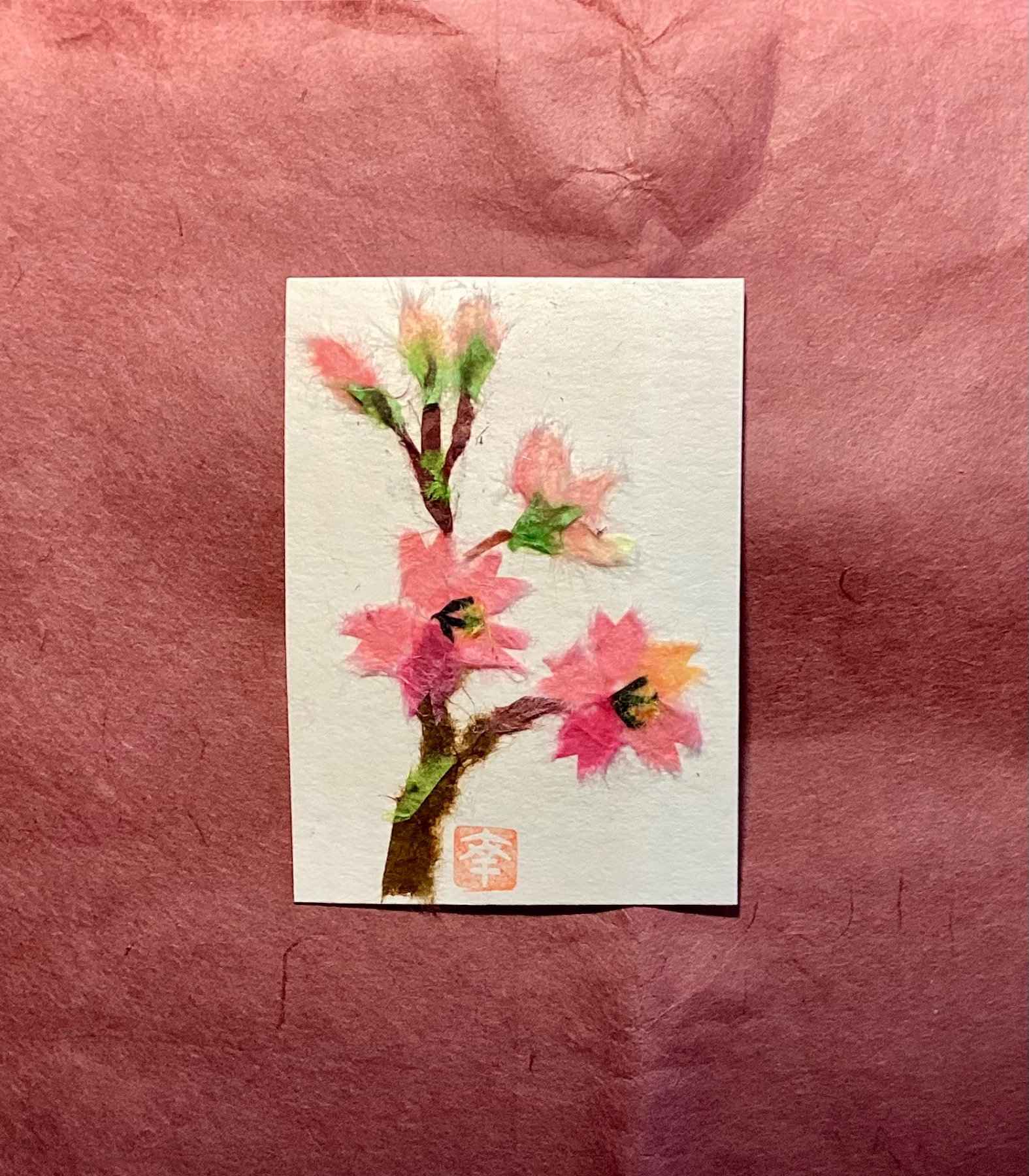 Japanese washi art - cherry blossoms #2 桜 aceo art card