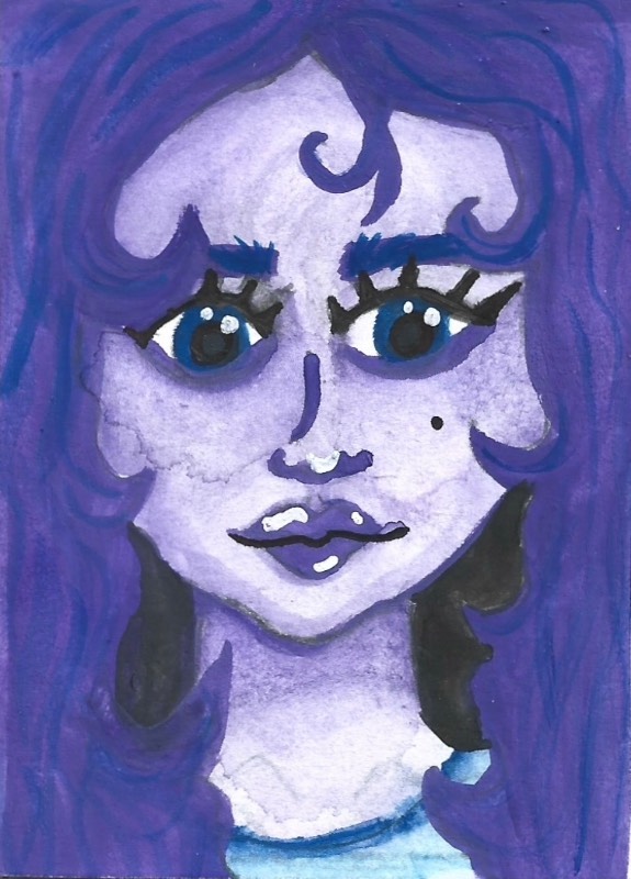 Watercolor Curls aceo art card