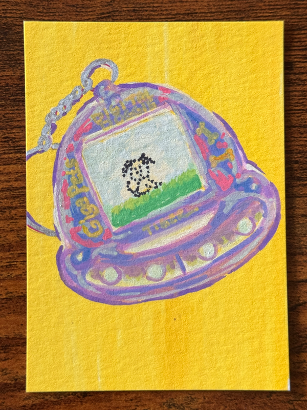 90s Nostalgia Digital Doggie Giga Pet Virtual Pet aceo art card
