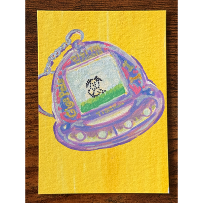 90s Nostalgia Digital Doggie Giga Pet Virtual Pet aceo art card thumbnail 1