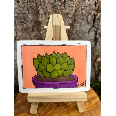 Sam the Succulent aceo art card thumbnail 2