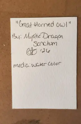 Great Horned Owl watercolor aceo art card thumbnail 2