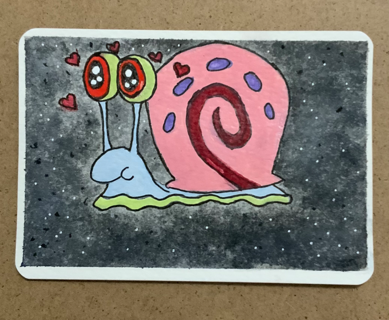 SpongeBob I Heart Gary aceo art card