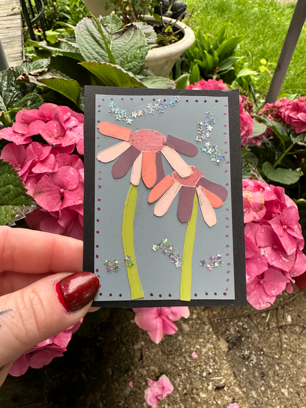 Sparkle flower aceo art card