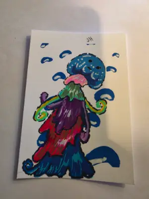Cartoon Jellyfish aceo art card thumbnail 2