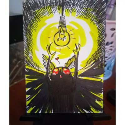 Mothman, I Love Lamp. aceo art card thumbnail 1