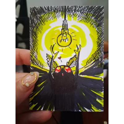 Mothman, I Love Lamp. aceo art card thumbnail 2