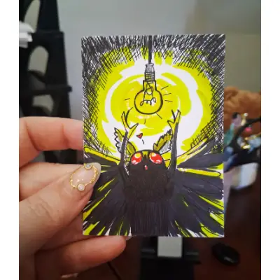 Mothman, I Love Lamp. aceo art card thumbnail 3
