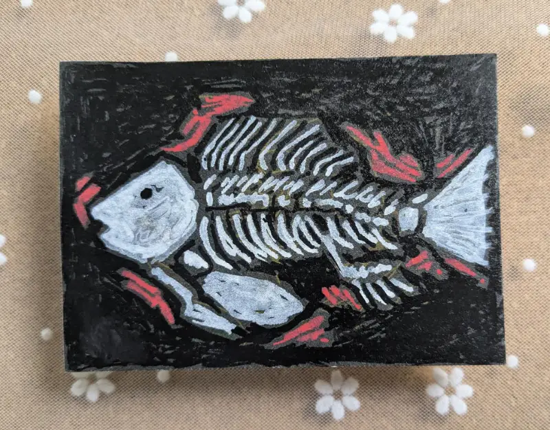 Fish Bones aceo art card