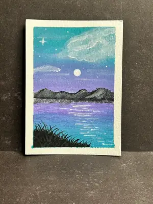 Lavender Lake aceo art card thumbnail 2