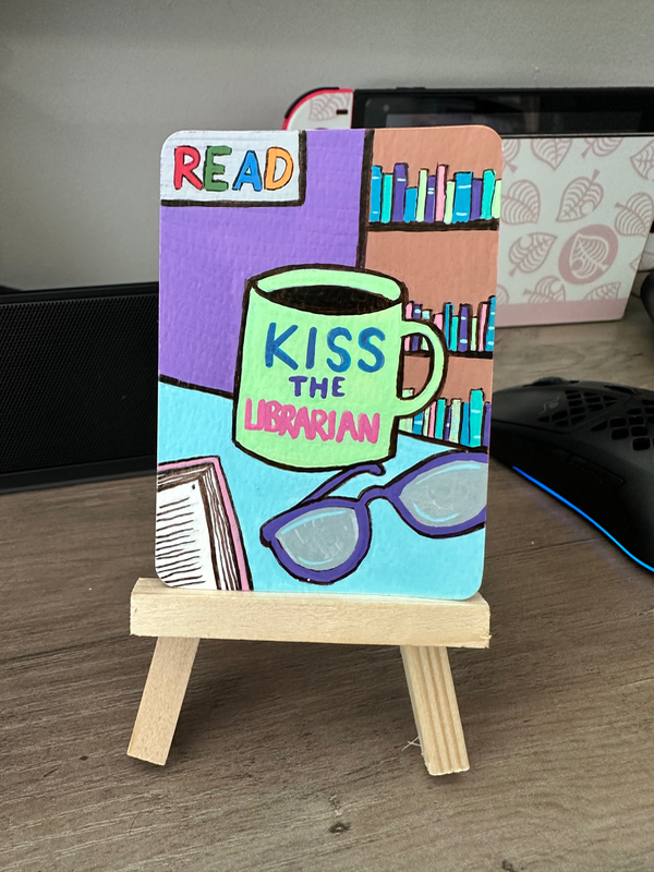 Kiss The Librarian aceo art card