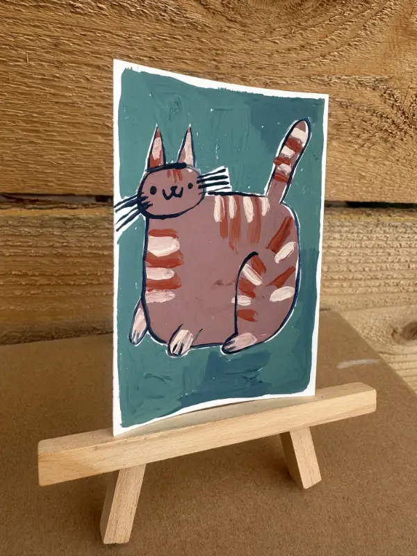 A Very Fat Cat aceo art card