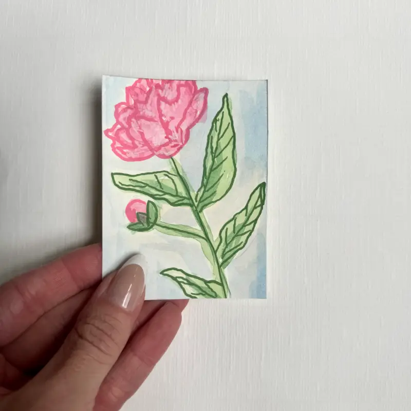 3 - Summertime Peonies aceo art card