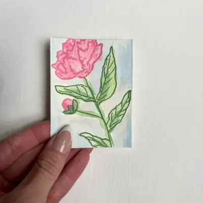 3 - Summertime Peonies aceo art card thumbnail 1