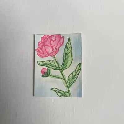 3 - Summertime Peonies aceo art card thumbnail 2