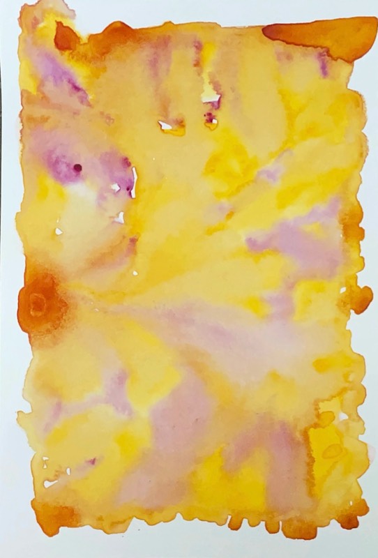 Gold watercolor study aceo art card