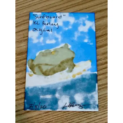 Surfing Toad aceo art card thumbnail 3