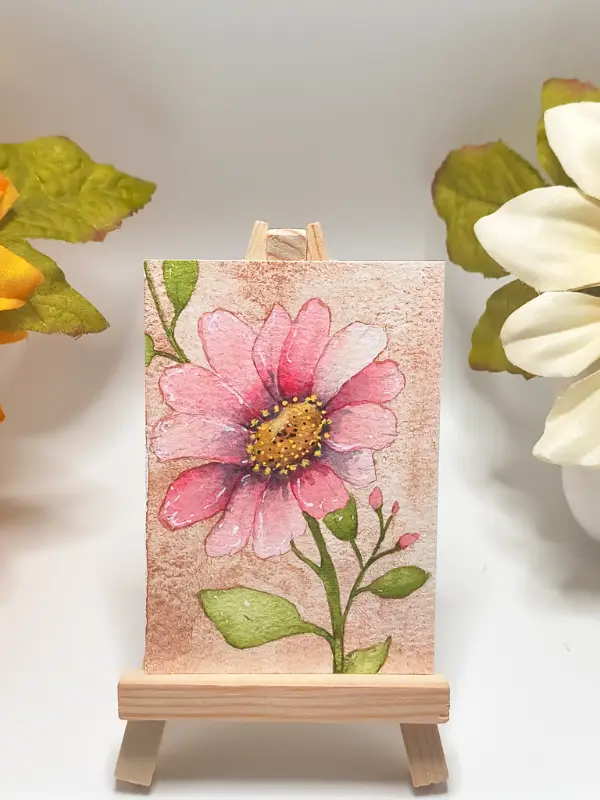 Blushing Meadow Bloom aceo art card