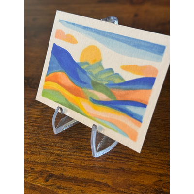 Chromatic Hills, Minimalist Landscape aceo art card thumbnail 2