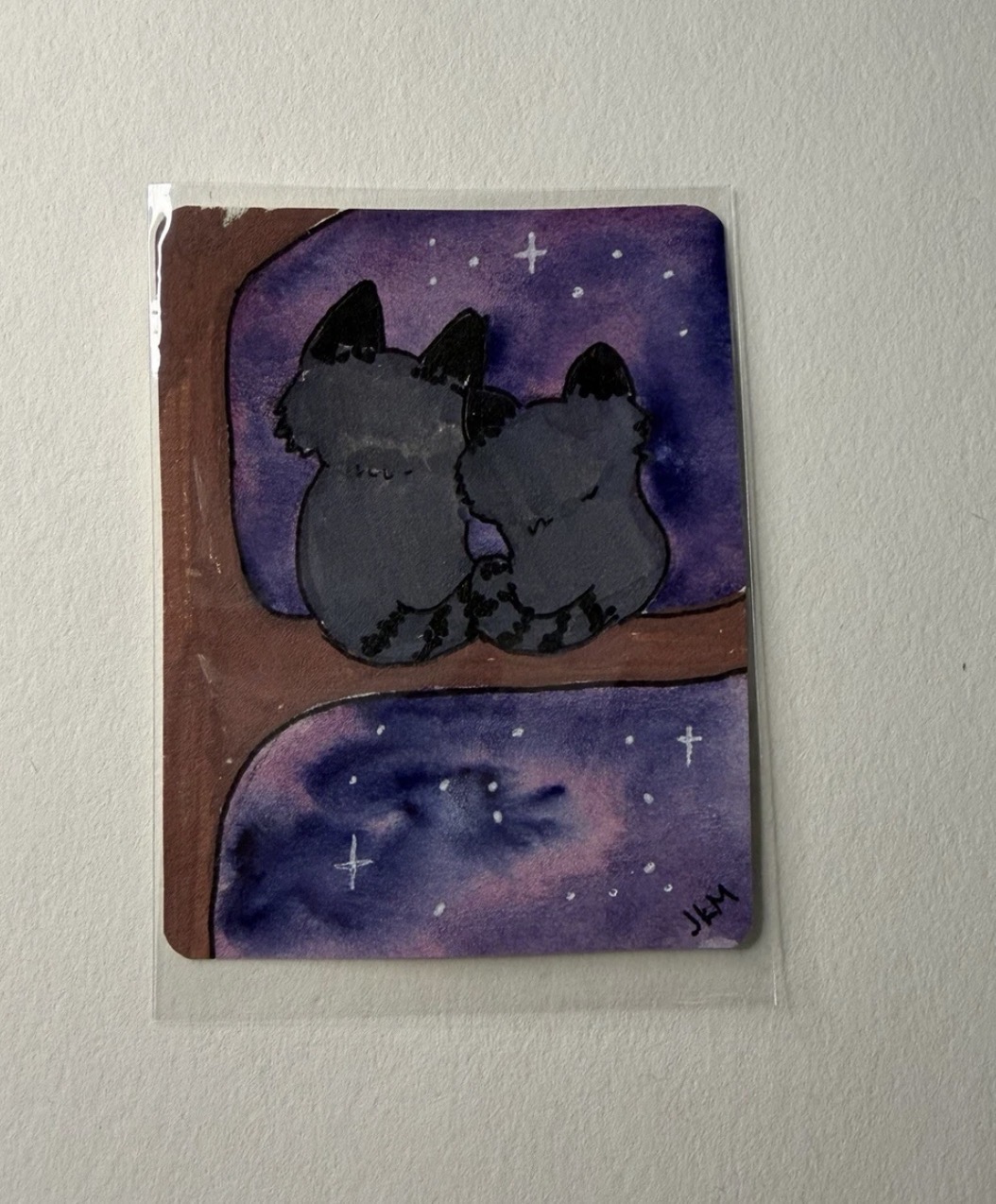 Raccoon snuggles aceo art card