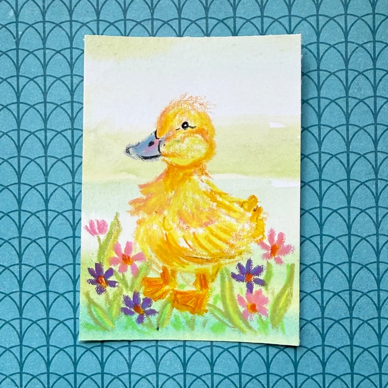 Pastel Duckling aceo art card