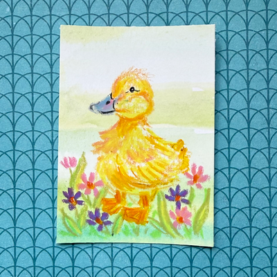 Pastel Duckling aceo art card thumbnail 1