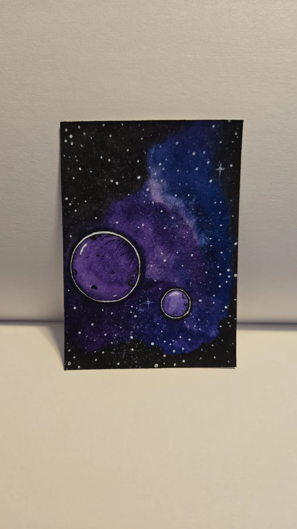 Purple Planets aceo art card