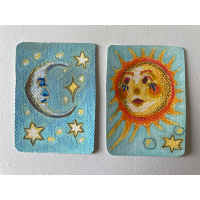 Moon to sun & sun to moon - Bundle set of 2 - original by Norah Mae aceo art card thumbnail 5