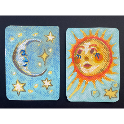 Moon to sun & sun to moon - Bundle set of 2 - original by Norah Mae aceo art card thumbnail 1