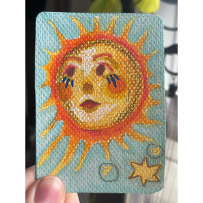 Moon to sun & sun to moon - Bundle set of 2 - original by Norah Mae aceo art card thumbnail 3