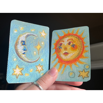 Moon to sun & sun to moon - Bundle set of 2 - original by Norah Mae aceo art card thumbnail 4
