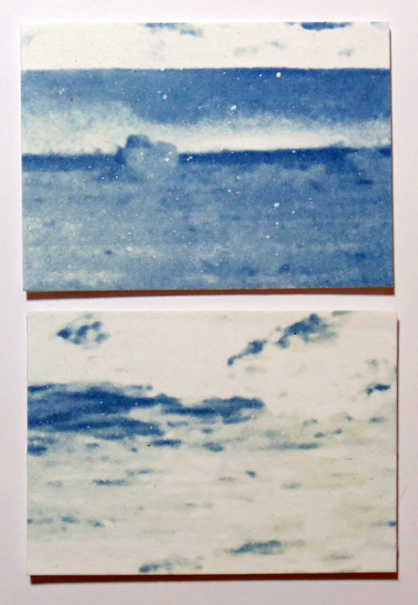 Kill Devil Hill Beach Scene Original Art Cyanotype ACEO aceo art card