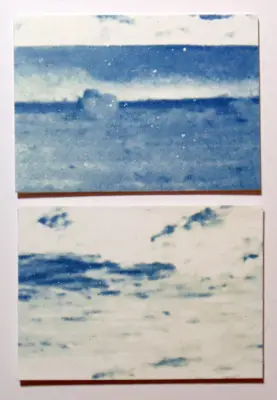 Kill Devil Hill Beach Scene Original Art Cyanotype ACEO aceo art card thumbnail 1
